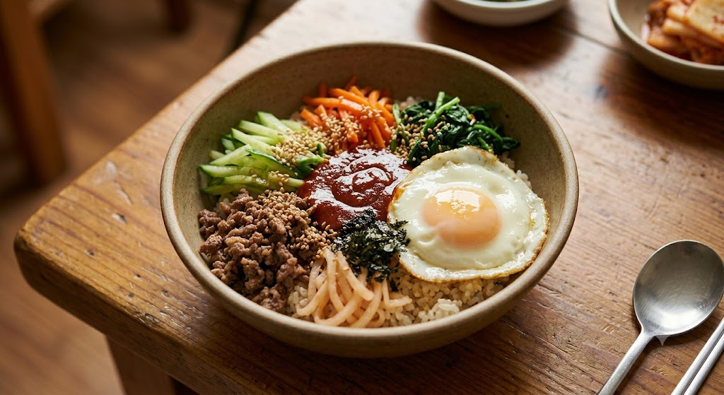 완성된 뵈르뉘아제 버터 고추장 비빔밥의 맛있는 모습