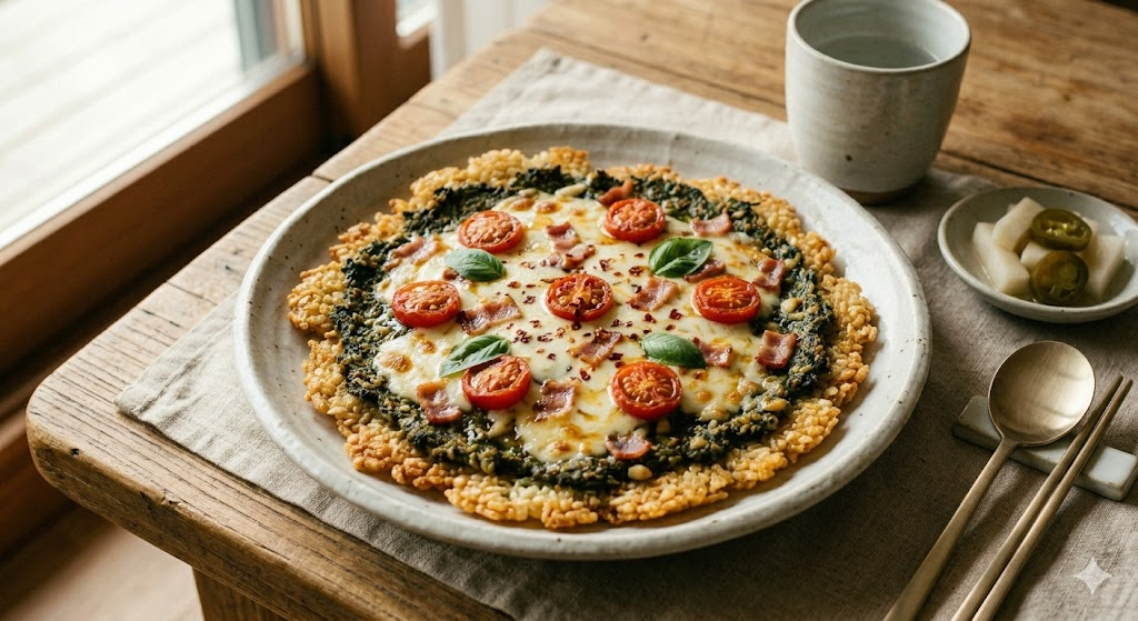 🍕한입에 반함! 시래기 페스토 누룽지 피자 이색 별미