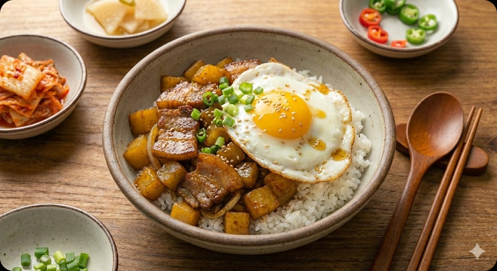 🍚한입에 반함! 감자가득 짚불향 돼지덮밥 비법 공개