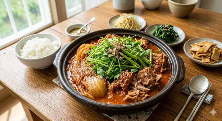 🍲국물이 끝내주는 미나리 묵은지 등뼈찜 비법 공개