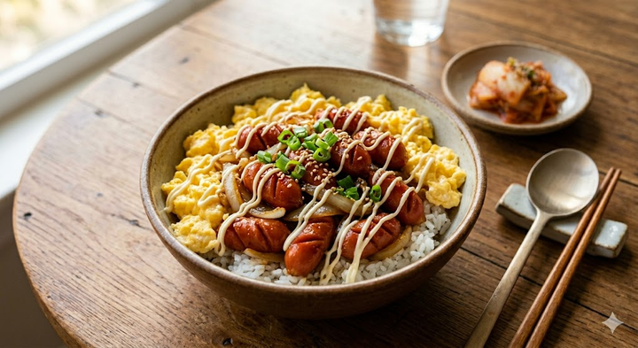 🌭야근 후 10분이면 끝! 비엔나 소세지 덮밥